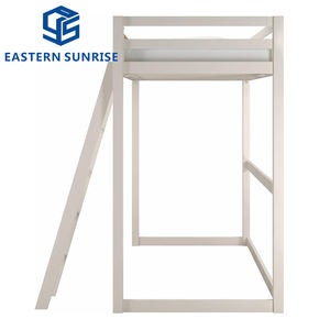 Modern stalen loftbed in crèmewit met opbergruimte voor gebruik in een studentenhuis/appartement - Product Image 2