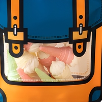 Pochette zippée autoportante en forme de sac à dos, motif mignon de sac d'école de dessin animé, sac d'emballage pour collations et bonbons