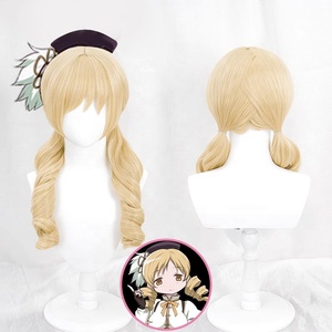 Peluca Tomoe <span class=keywords><strong>Mami</strong></span> al por Mayor, 50 cm de Largo, Rizada, Rubia, Sintética, Anime Puella Magi Madoka Magica, Peluca de Cosplay - Product Image 1