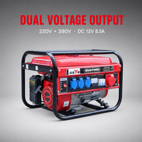 Générateur à essence monophasé BISON (CHINE) BS2500 2,2 kW 220 V/380 V 50/60 Hz certifié CE ISO, démarrage automatique, pour usage industriel, domestique et extérieur