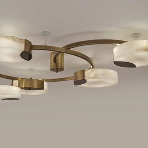 Plafonnier de style américain en marbre, LED blanc froid, montage en surface, pour chambre à coucher, bureau, design rustique et minimaliste - Product Image 2