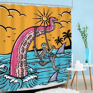 Vintage Romantic Gothic Skull Skeleton <b>Shower</b> <b>Curtain</b> <b>Funny</b> Spooky Black Rose Retro Floral Plant Retro Style Home Decor Hooks - Product Image 3