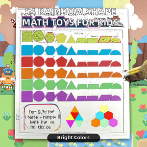 Set of 54 Colorful <b>Rainbow</b> Plastic <b>Light</b> Box Accessory Sensory Play Math Manipulative Transparent Geometric Shapes for Kids - Product Image 2