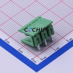 KF2EDGR-5.0-3P Plug-in Terminal Block Bent Lead Through Hole,P=5mm Connector Board-to-Board / Socket - Open 1x3P 5mm Green - Product Image 2