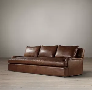 Ensembles de meubles de salon en cuir de luxe Sassanid OEM au design contemporain belge avec accoudoirs roulés - Product Image 2