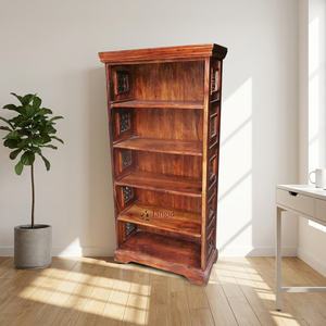 Estantería de Madera de 5 Niveles Estilo Vintage con Puerta Frontal Abierta, Mueble de Exhibición para Comedor, Armario, Muebles Indios - Product Image 4