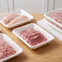 Barquette alimentaire jetable sans PFAS, thermoscellable, en pulpe de bagasse, avec film laminé, pour repas et viande