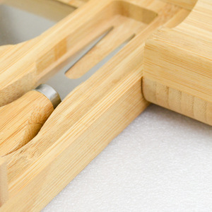 Bamboo Cheese Board <b>Set</b> <b>Square</b> With Knife Drawer For Serving Fruit And Snacks - Product Image 5