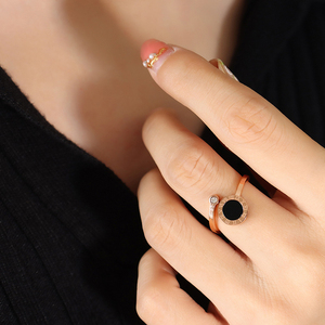 X188, venta al por mayor, anillo de apertura de Zirconia cúbica de acero inoxidable chapado en oro de 18 quilates, anillo de disco con números <span class=keywords><strong>romanos</strong></span>, joyería para mujer - Product Image 3
