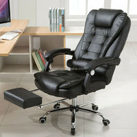 Chaise de bureau ergonomique de direction en PU avec massage, design moderne, inclinable, avec accoudoirs fixes en éponge hautement élastique et base chromée