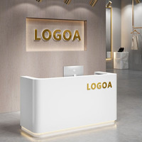 Comptoir de caisse, salon de beauté, salon de coiffure, comptoir de bar, réception d'hôtel minimaliste moderne avec éclairage LED, matériau MDF