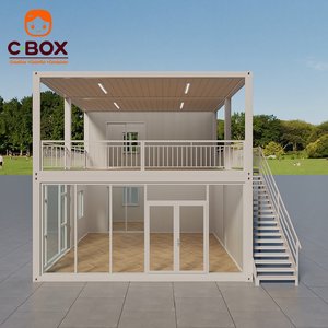 Casa Contenedor Prefabricada de Lujo de 2 Pisos, Fácil de Ensamblar, Estilo Cbox, Modular, para Oficina, Bar, Villa, con Balcón y Muro Cortina de Cristal - Product Image 2