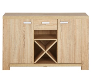 Buffet moderne de style farmhouse avec rangement pour vin et tiroir, armoire de cuisine en bois avec porte de grange - Product Image 4