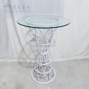 Outdoor Wedding Banquet Round Tempered Glass Top High <strong>Poseur</strong> <strong>Table</strong> White Stainless Steel Cocktail Bar <strong>Table</strong> - Product Image 5
