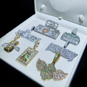 Iced out bling hip hop hommes garçon bijoux personnalisés à la mode dollar $ sac d'argent lettre bébé ours pendentif collier - Product Image 5