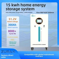 Sistem Baterai Penyimpanan Energi Surya Hibrida ZUMAX 15KWh 51.2V Inverter Fase Terpisah Penyimpanan Energi Rumah LiFePO4 300Ah ABS+PC Tahan Api