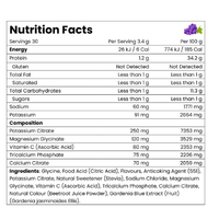 LIFEWORTH Poudre énergétique d'électrolytes de caféine aromatisée au raisin sans sucre conditionnée en sacs et sachets en vrac