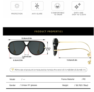 Luxury Double Bridge Metal <strong>Sunglasses</strong> Men Women Oversized Vintage Retro Shades UV400 Protection Driving Eyewear Lentes De Sol - Product Image 6