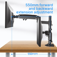 H180 ressort à gaz de bureau noir et blanc double support de bras de moniteur d'ordinateur LCD 22-32 pouces avec charge 2-12kg