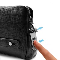 Borsa a Tracolla in Vera Pelle SUNCETH con Serratura a Impronta Digitale, Portafoglio Antifurto per Uomo, Borsa Intelligente Impermeabile con Interfaccia USB