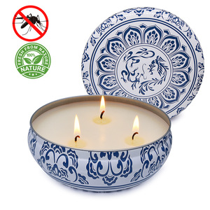 Bougie d'aromathérapie anti-moustiques à la <span class=keywords><strong>citronnelle</strong></span> sans fumée, à trois mèches, grand format, en cire de soja écologique, la plus vendue des fabricants - Product Image 6