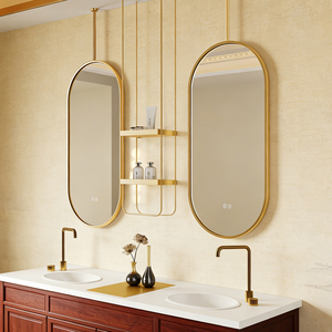 Miroir intelligent suspendu au plafond <span class=keywords><strong>de</strong></span> <span class=keywords><strong>salle</strong></span> <span class=keywords><strong>de</strong></span> <span class=keywords><strong>bain</strong></span> <span class=keywords><strong>de</strong></span> forme ronde moderne avec cadre en acier inoxydable et éclairage LED pour hôtel et salon - Product Image 2