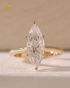 Solitaire Marquis Anel IGI Certified CVD HPHT Lab Criado Crescido Diamante <span class=keywords><strong>Marquise</strong></span> Corte 10k 14k 18k Anéis de Noivado em Ouro Sólido - Product Image 1
