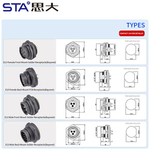 E13 hàng không cắm Nam Nữ phía sau gắn kết PCB Hàn ổ cắm lưỡi lê loại tiêu chuẩn vít Bảng điều chỉnh gắn kết - Product Image 4
