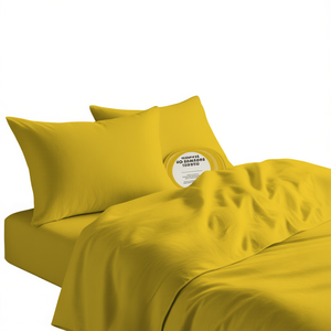 Juego de Sábanas de Algodón Amarillo, Tamaño King Size Alemán, Incluye Fundas de Almohada - Product Image 3