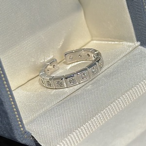 Wenchi Simple and Fashionable S925 Pure Silver Row Diamond <b>Ring</b> Vintage Style Niche Design <b>Adjustable</b> Stackable Jewelry China - Product Image 5