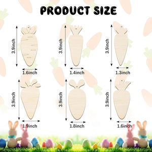 Supplier New Arrival Wooden Unfinished Blank Carrot Shape Wood Slice DIY Craft for Easter Party Home Decoration Hanging Tag - Product Image 3