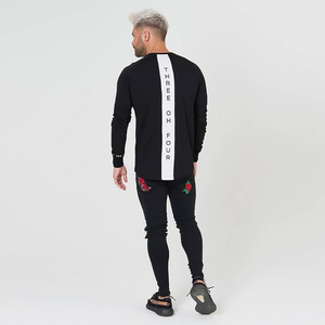 <span class=keywords><strong>เสื้อ</strong></span>ยืดผู้ชายสีดำแขนยาวผ้าสแปนเด็กซ์ผ้าคอตตอนเนื้อนุ่มผสมแผงด้านหลัง - Product Image 3
