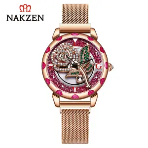 NAKZEN European-style time to run women's watch hollow quicksand dial magnetic mesh belt light luxury women's watch SS4231L