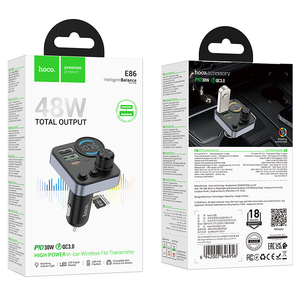 Adaptador de Coche HOCO E86 de 48W con Doble <span class=keywords><strong>USB</strong></span> y <span class=keywords><strong>USB</strong></span> C Portátil para Transmisor FM <span class=keywords><strong>Bluetooth</strong></span>, Formato de Audio MP3, Función Estéreo - Product Image 6
