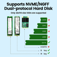 JEYIFactory Dissipateur thermique SSD 22110 pour PS5/PC, refroidissement en aluminium double face avec coussin thermique et prise en charge PCIe/SATA NVMe