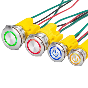 16mm cao hiện tại không thấm nước dẫn vòng chiếu sáng kim loại đẩy nút chuyển đổi xe sừng tạm thời tự thiết lập lại chuyển đổi có dây - Product Image 1