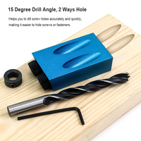 Outils de menuiserie, Kit de gabarit de trou de poche, jeu de guides de perçage d'angle de 15 degrés, mèches de perçage pour le travail du bois, localisateur de trous obliques