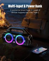 Haut-parleur BT tout temps personnalisé 80W : Haut-parleur portable avec lumières, étanche IP67, TWS, basses profondes, 12 heures de lecture pour les aventures en plein air