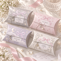 Boîte cadeau pliable en carton imprimé personnalisé avec cordon décoratif et nœud, petite boîte d'emballage pour cadeaux