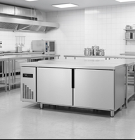 Réfrigérateur commercial en acier inoxydable à double porte, refroidisseur d'air, table réfrigérée de comptoir pour restaurant