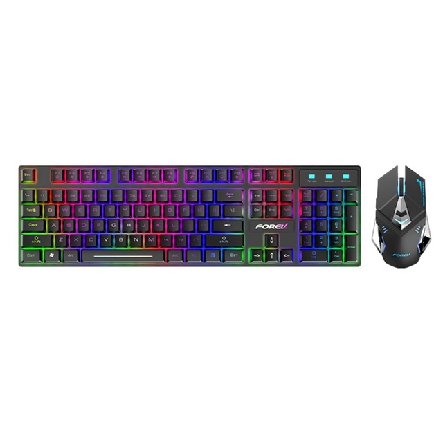 Colorful Glowing RGB Computer Mechanical Game Keyboard and Mouse Combo Wireless Keyboard and Mouse Set