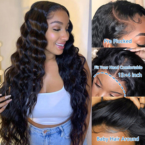 Cheveux humains malaisiens vierges naturels 200 densité vague lâche HD dentelle avant perruque personnalisée avec fermeture HD délié naturel - Product Image 2