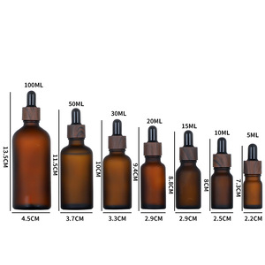 5ml 10ml 15ml 20ml 30ml 50ml <strong>Glass</strong> Frosted <strong>Amber</strong> Essential Oil Eye Liquid <strong>Bottle</strong> with Dark Brown Wood Grain Dropper Cap - Product Image 5