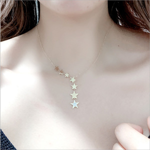 Star Pendant Necklace Gold Stainless Steel Pave Setting Five Pointed Star Chain Party Jewelry N906 - Product Image 2