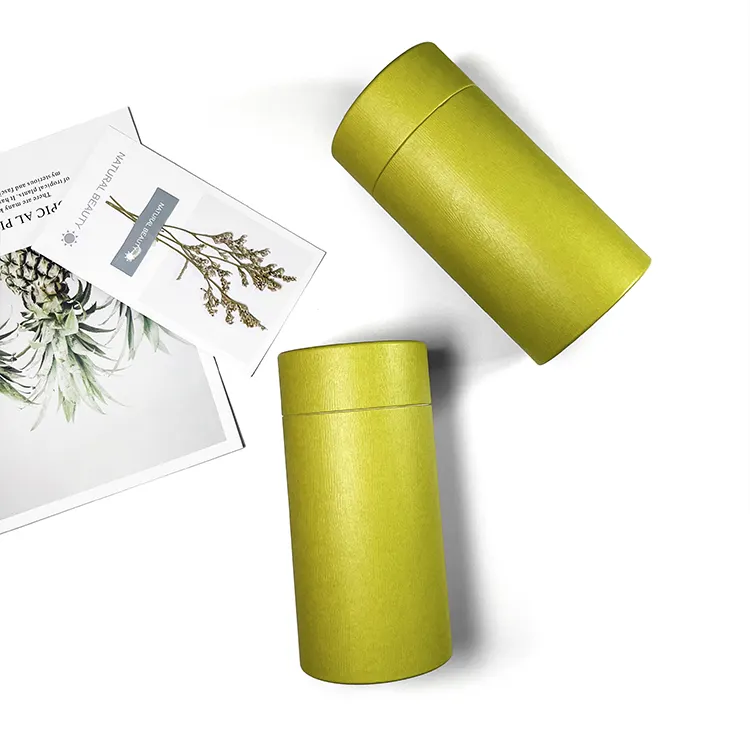 Contenitore per imballaggio in tubo di carta con tubo di tè verde opaco ecologico