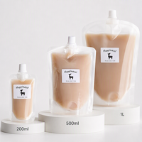 Pochette à bec verseur en papier kraft réutilisable de 50 ml à 2 L avec logo personnalisé imprimé pour l'emballage de jus, de lait, d'alcool et de liquides