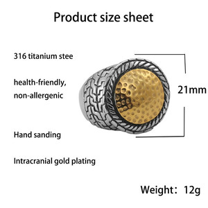 European American Style Titanium Steel Two Tone Round <b>Ring</b> Men's Punk Geometric Pattern Jewelry Gift 290101 - Product Image 2