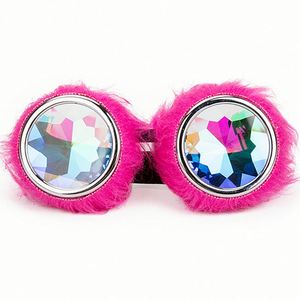 Lunettes de soleil kaléidoscopiques personnalisées avec logo, pour cosplay, festivals, raves, avec décorations roses et poils, pour femmes - Product Image 2