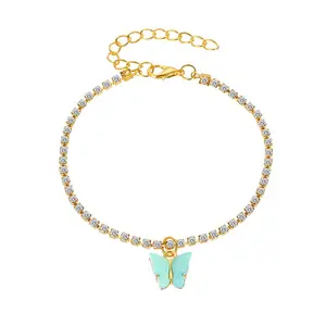 New creative shiny rhinestone anklet simple butterfly pendant ladies beach anklet