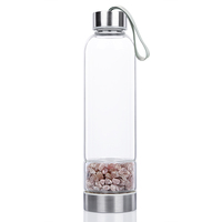Bouteille d'eau en verre avec infuseur de pierres précieuses en tourmaline naturelle sans BPA, pour une énergie curative et une boisson bienfaisante